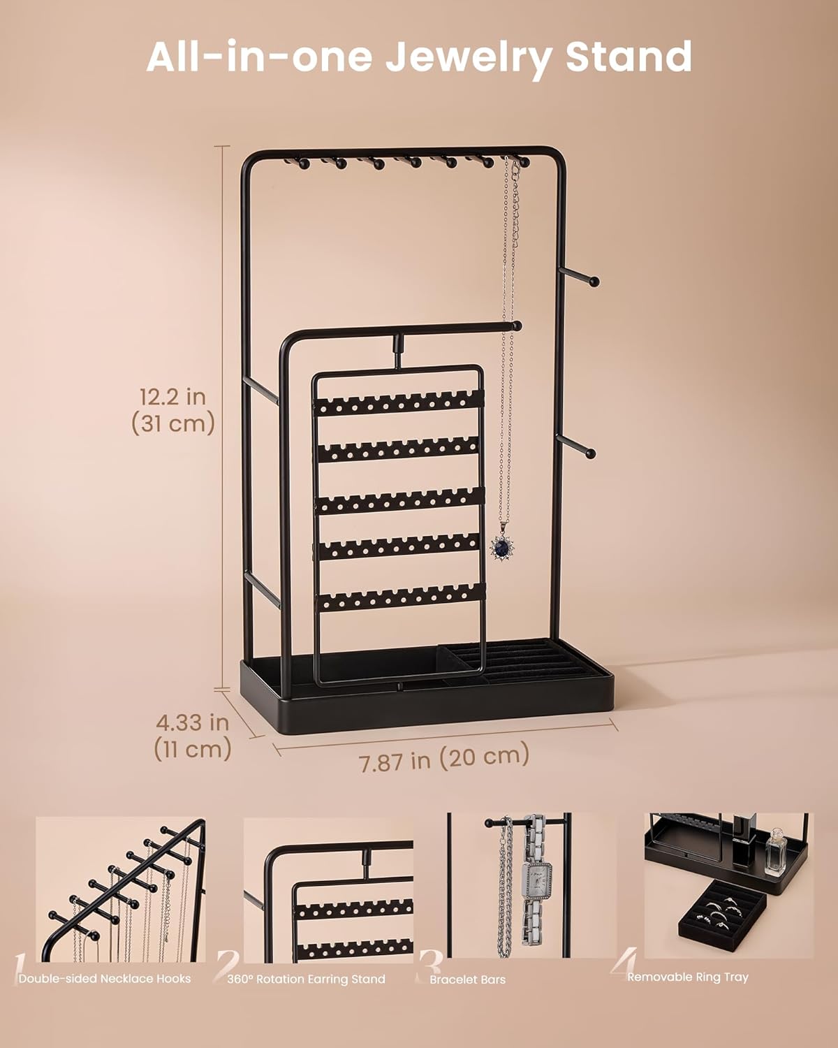 360° Rotating Jewelry Organizer Display Stand
