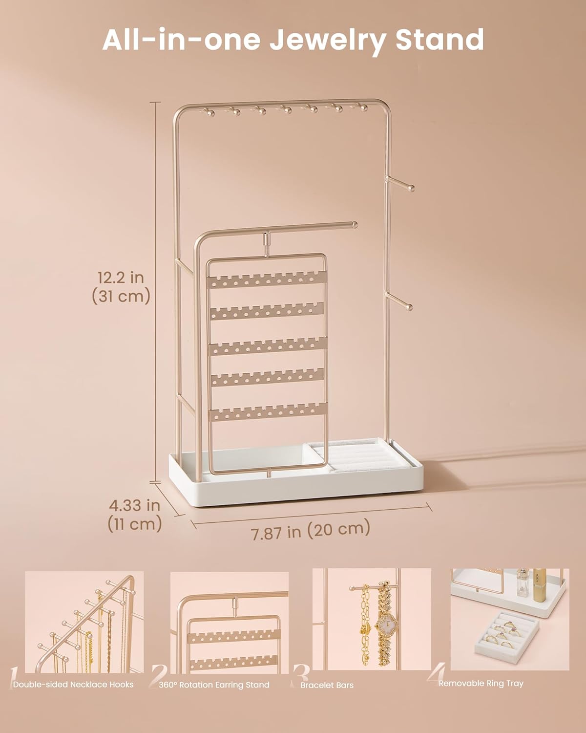 360° Rotating Jewelry Organizer Display Stand