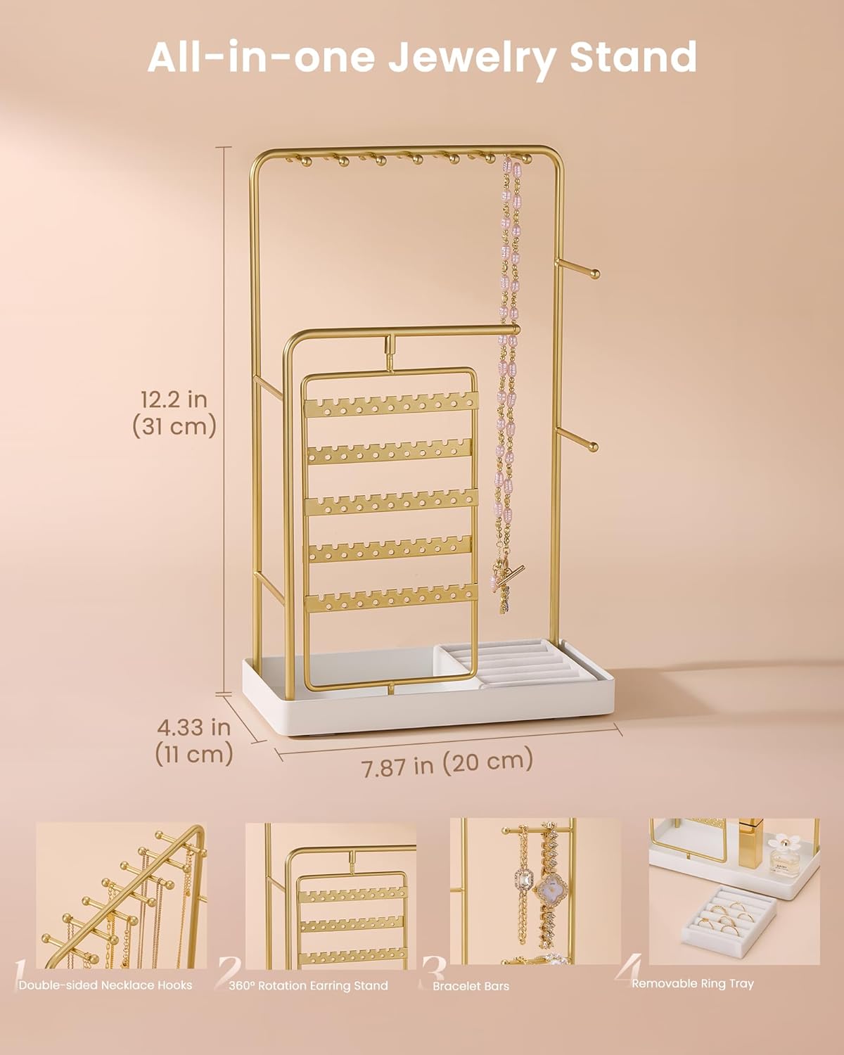 360° Rotating Jewelry Organizer Display Stand