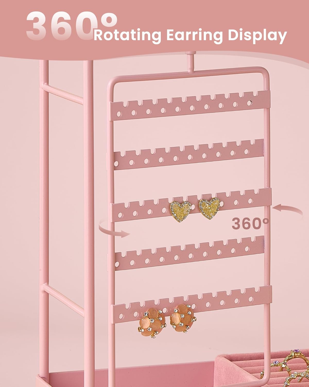 360° Rotating Jewelry Organizer Display Stand