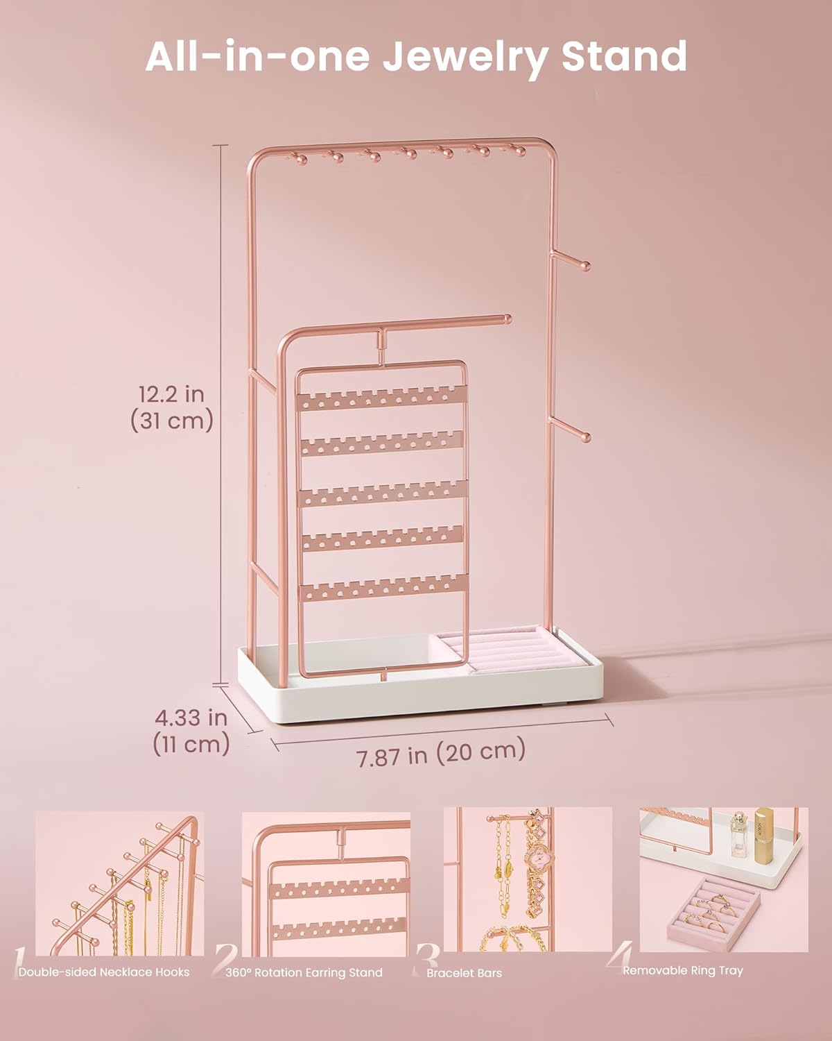 360° Rotating Jewelry Organizer Display Stand