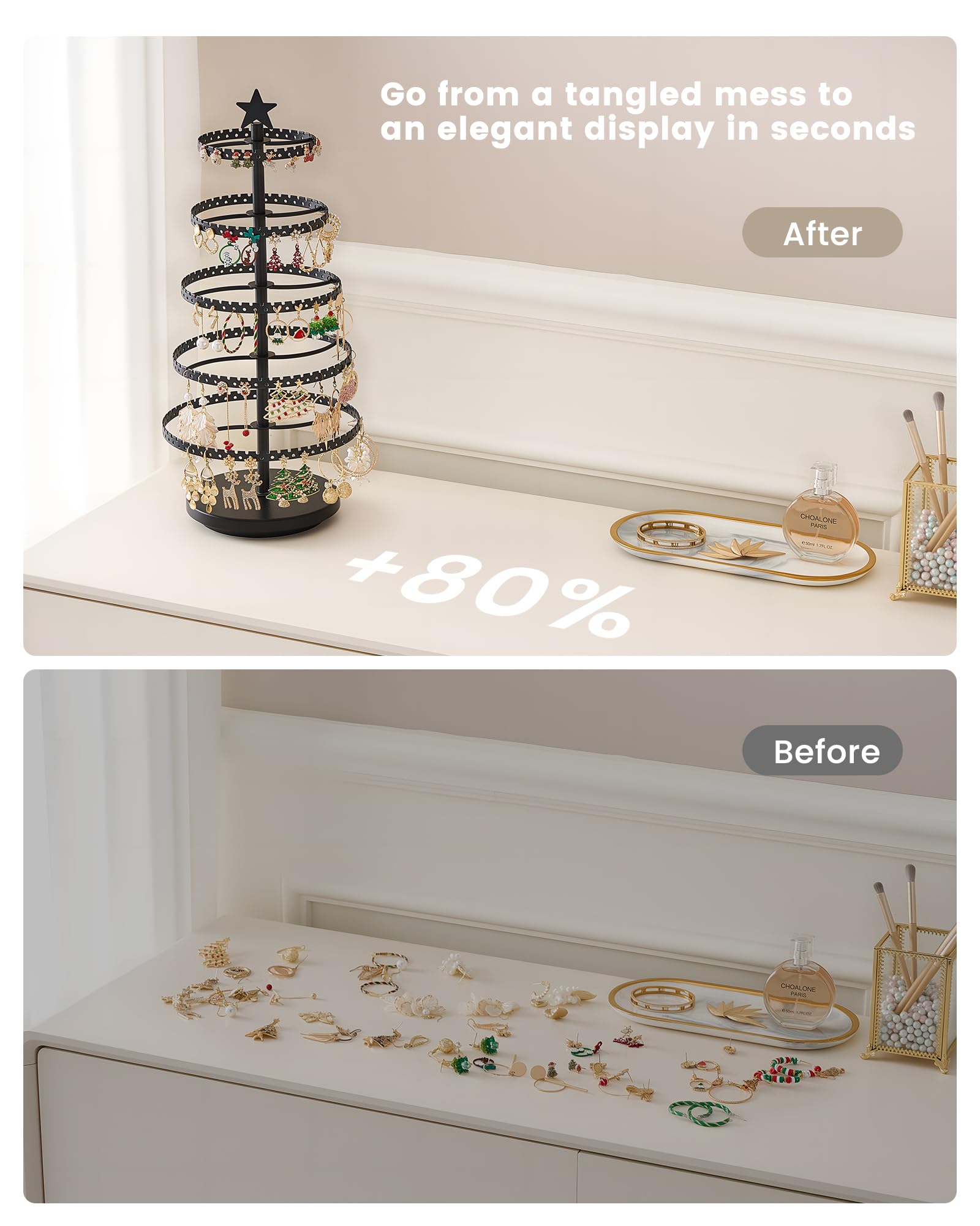 Christmas Tree-shaped Rotating Jewelry Display Stand