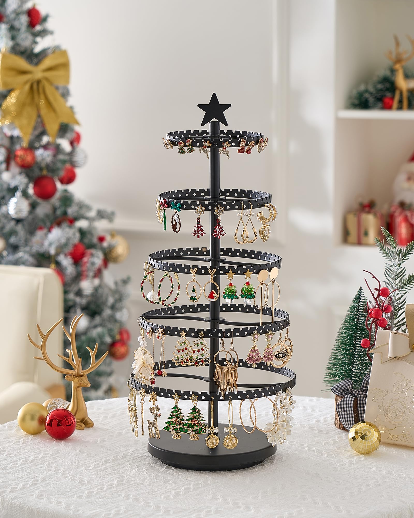 Christmas Tree-shaped Rotating Jewelry Display Stand