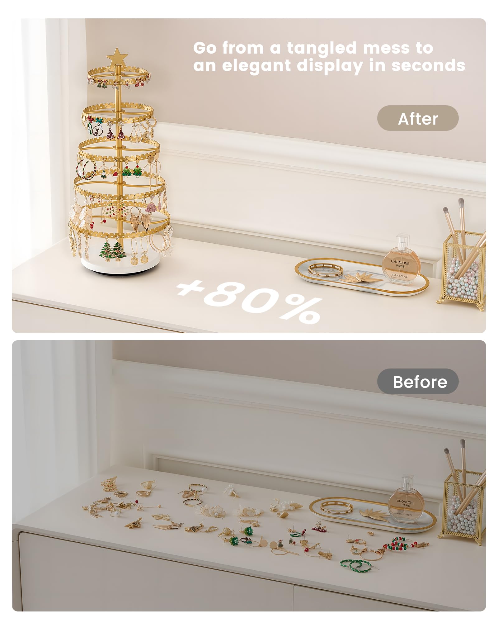 Christmas Tree-shaped Rotating Jewelry Display Stand