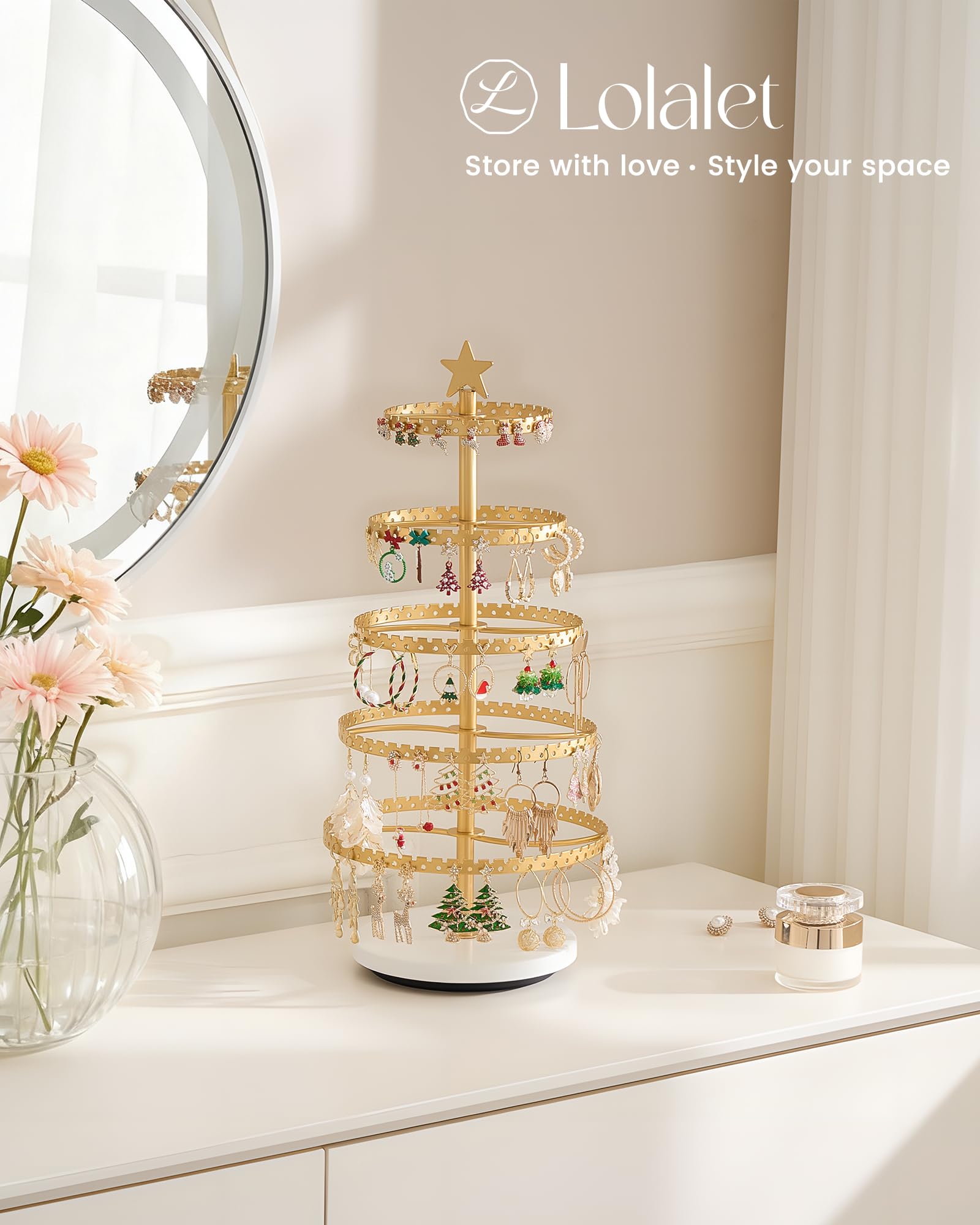 Christmas Tree-shaped Rotating Jewelry Display Stand