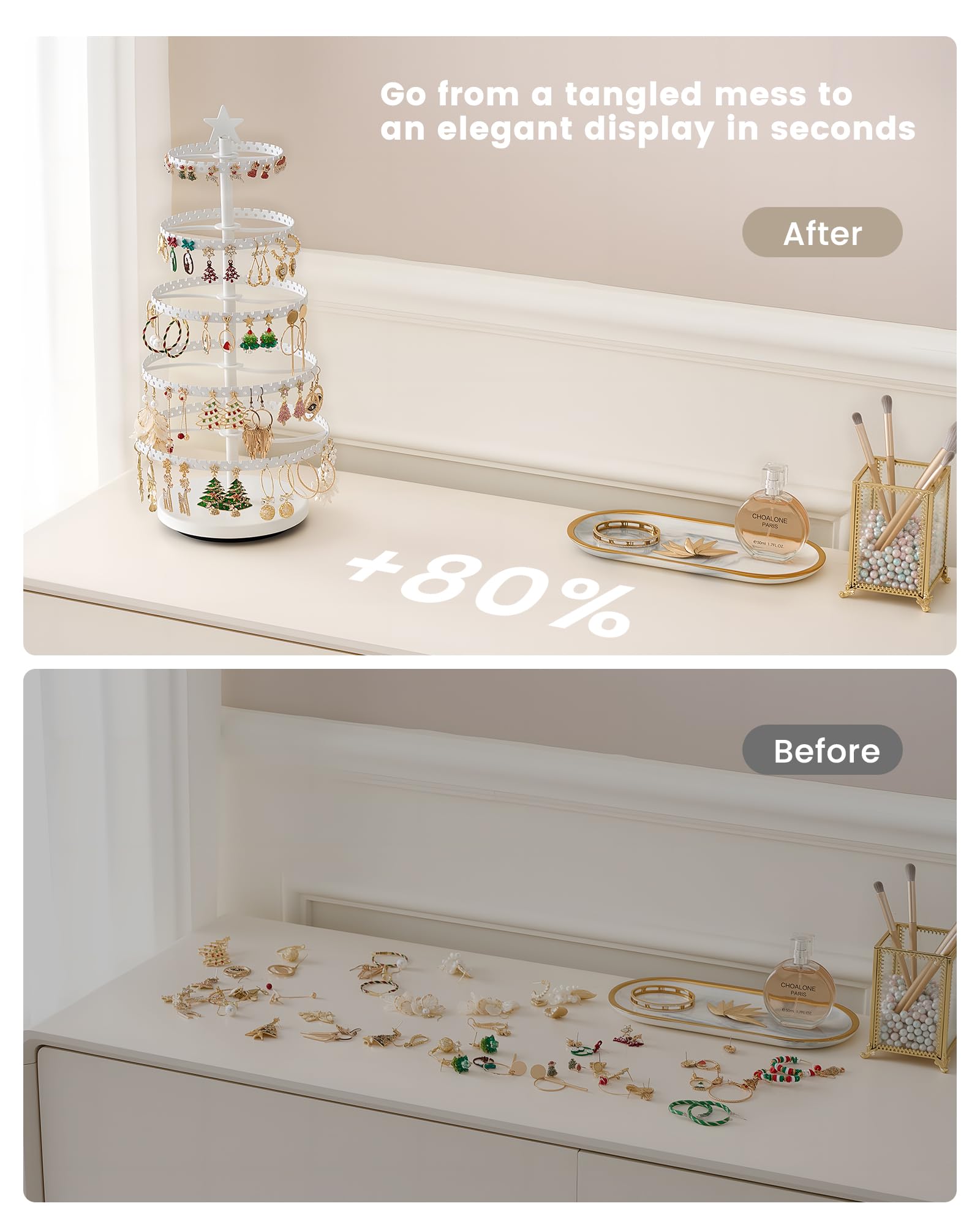 Christmas Tree-shaped Rotating Jewelry Display Stand