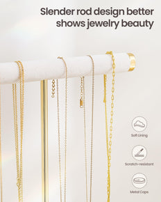 2-Tier Velvet Wrapped Necklace Holder Display with Removable Ring Tray