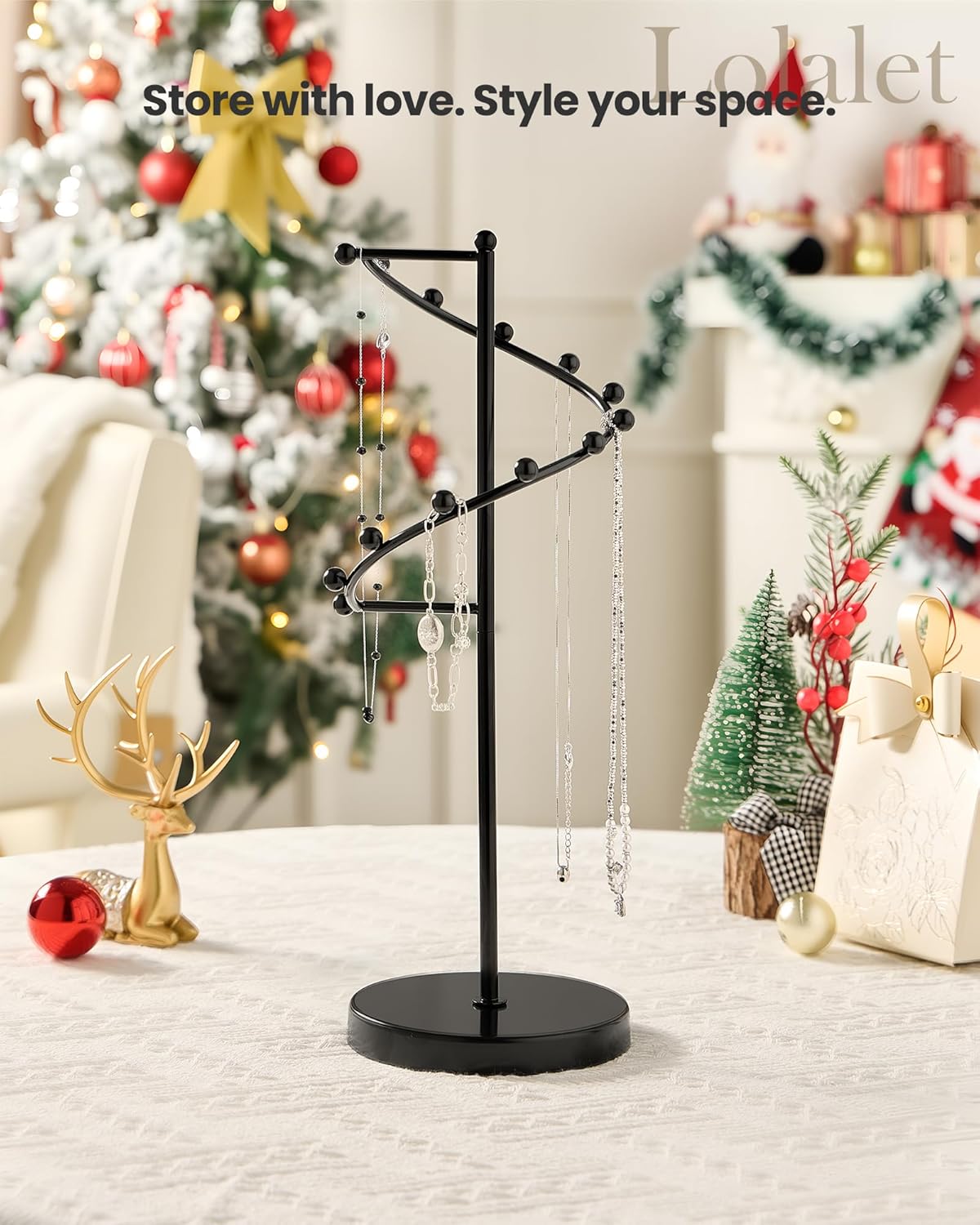 Helix-shaped Metal Jewelry Organizer Display Stand