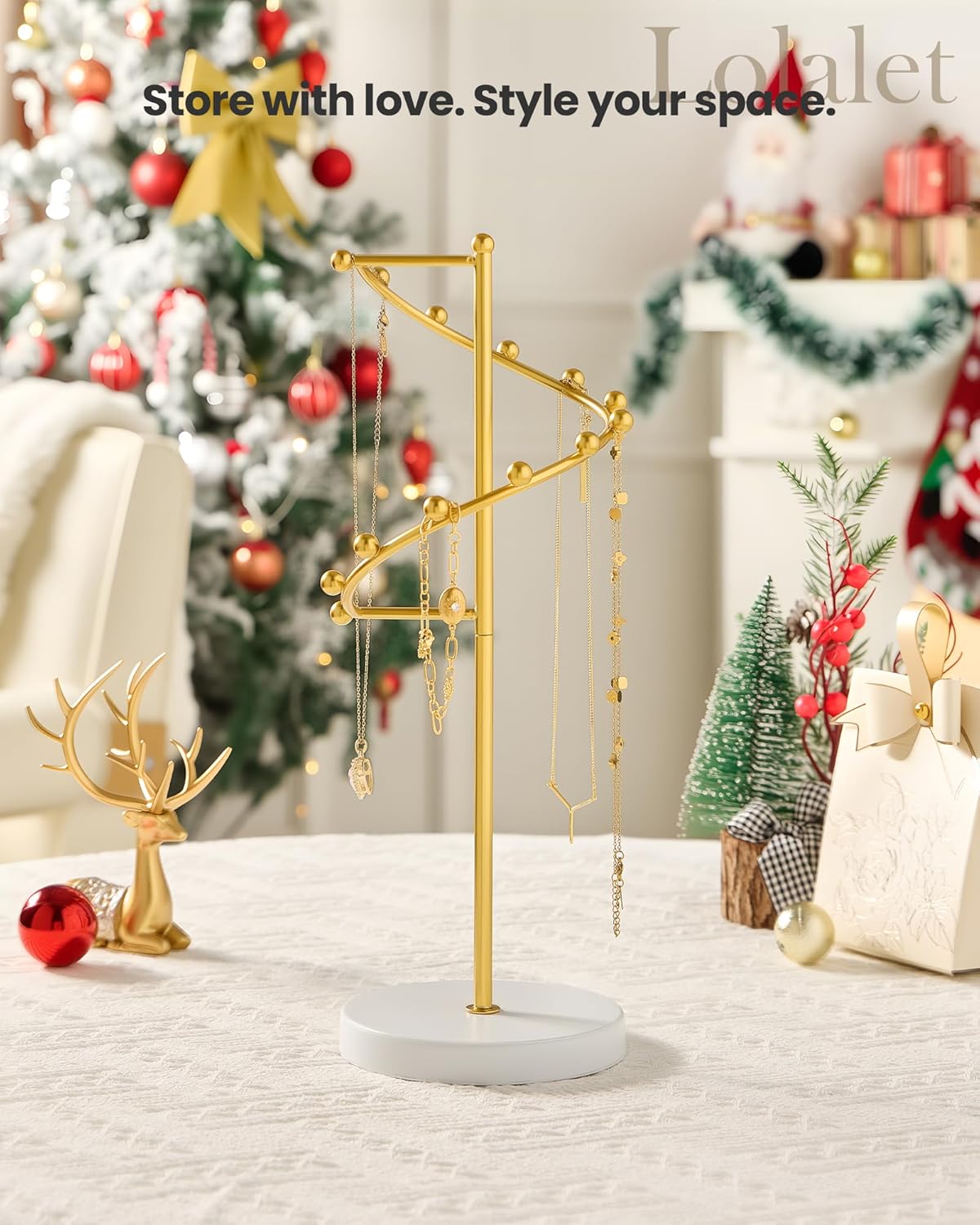 Helix-shaped Metal Jewelry Organizer Display Stand