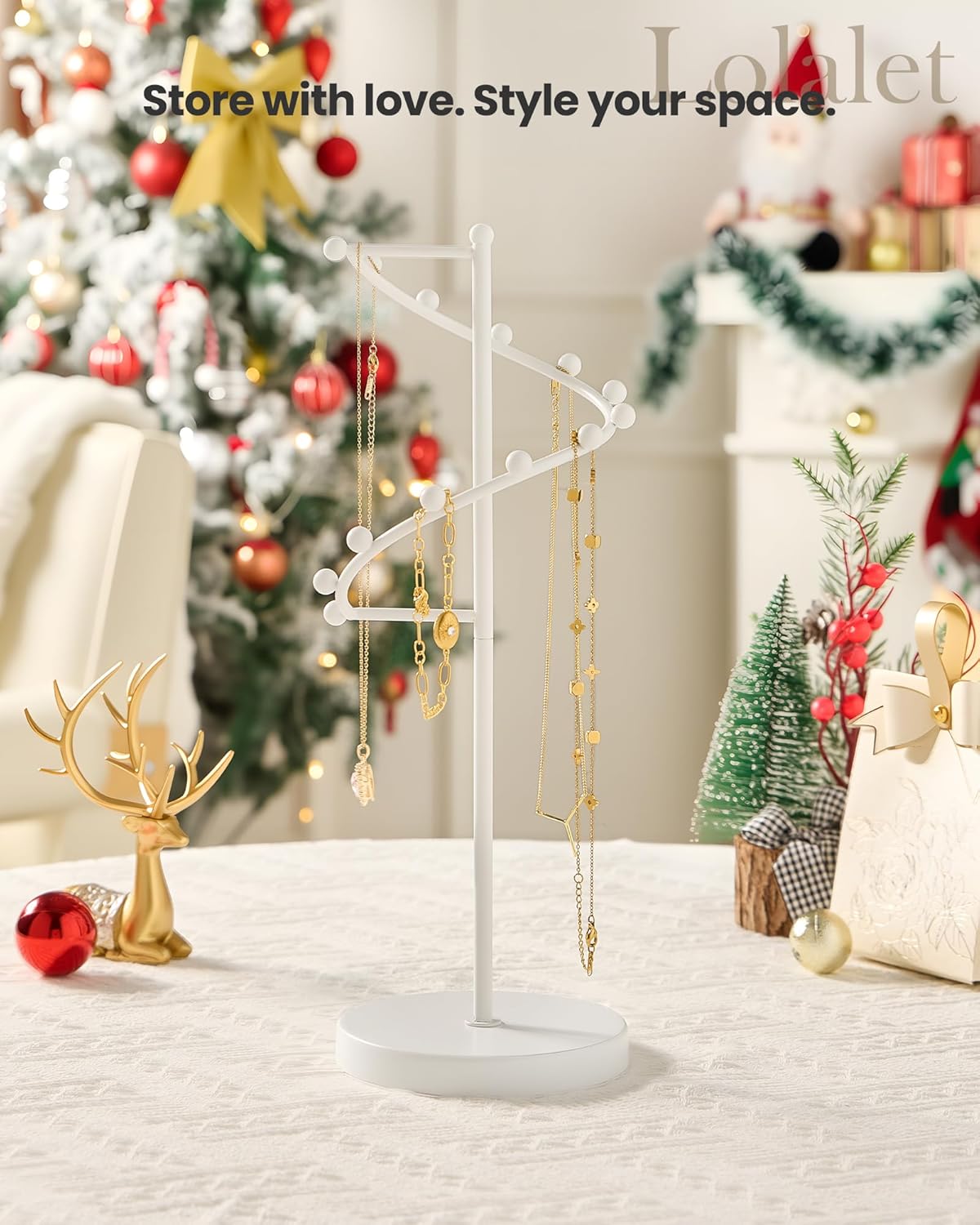 Helix-shaped Metal Jewelry Organizer Display Stand