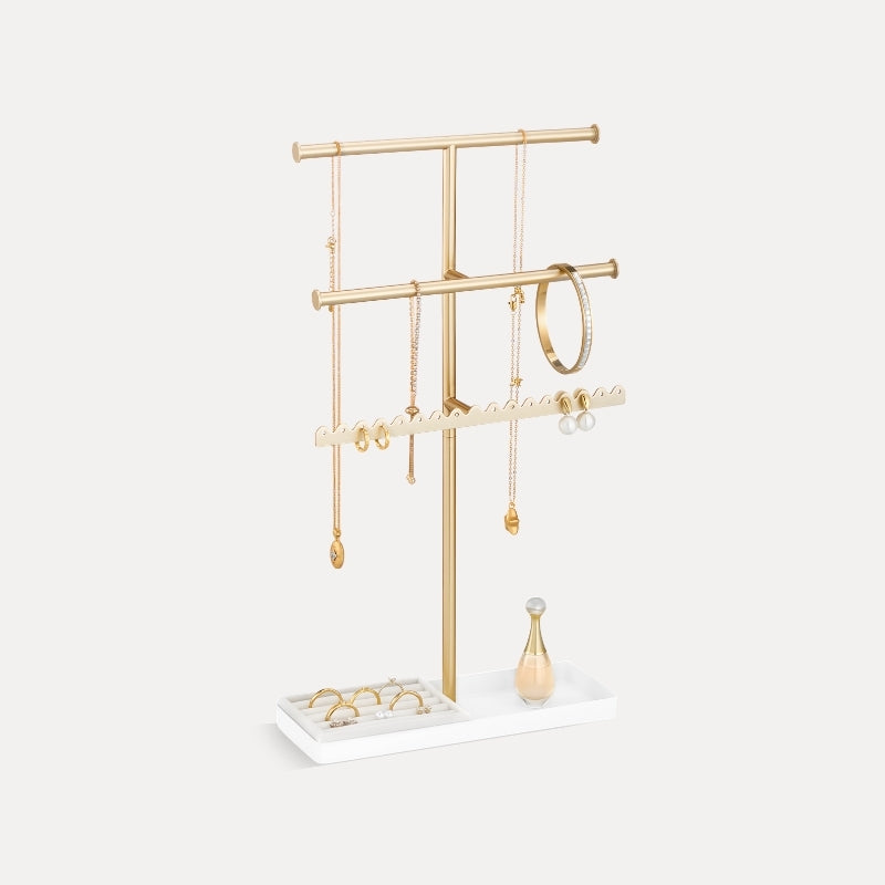3/4/5 Tiers Jewelry Display Stand with Sturdy Metal Base Velvet Ring Tray