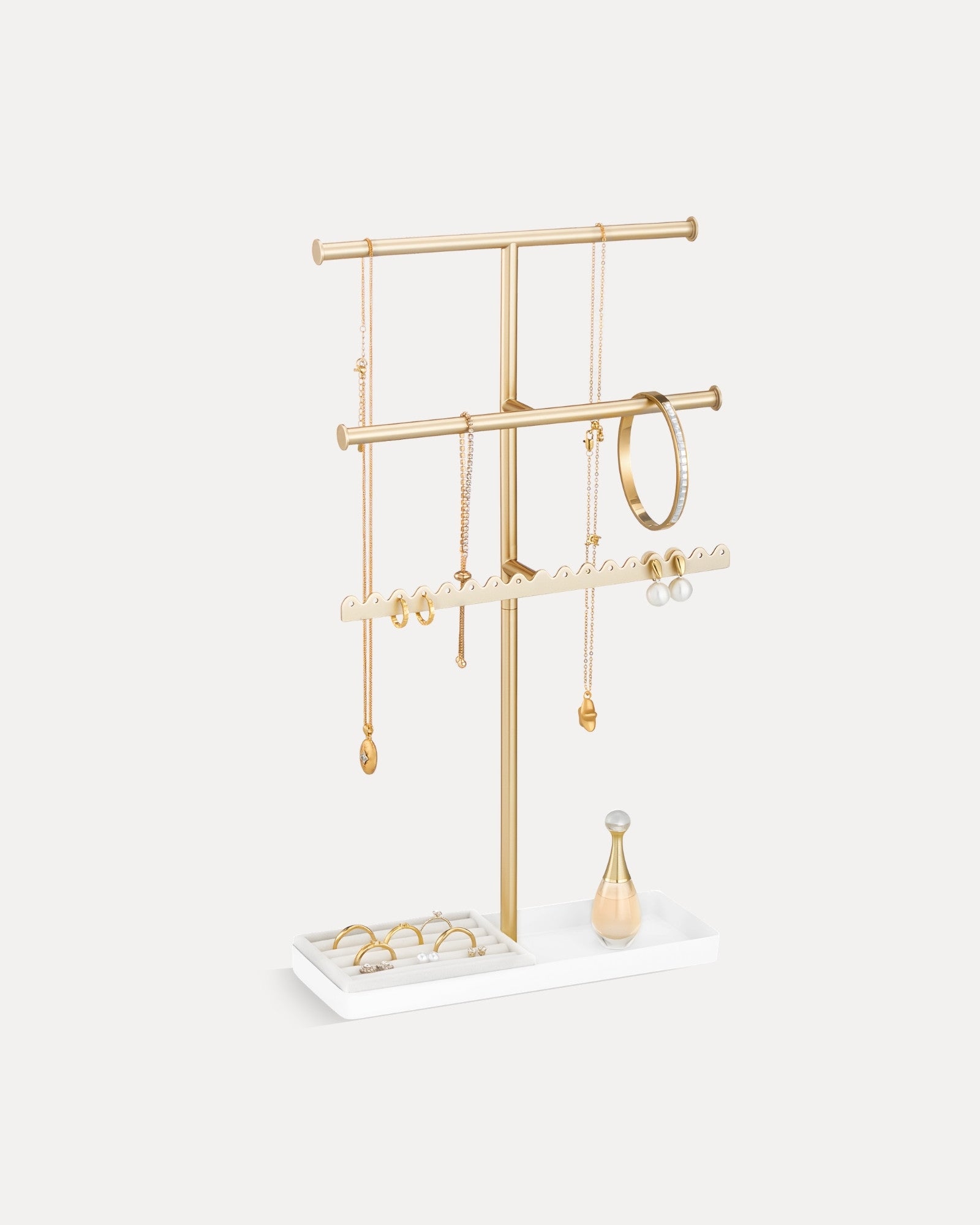 3/4/5 Tiers Jewelry Display Stand with Sturdy Metal Base Velvet Ring Tray
