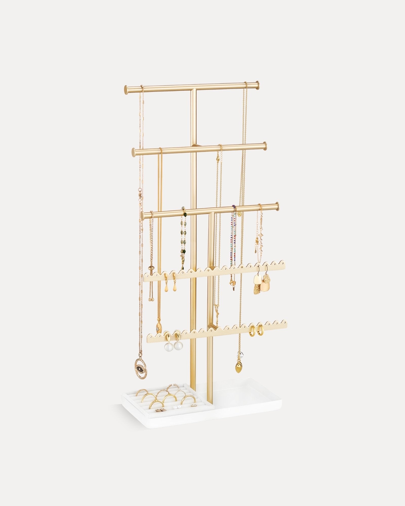 3/4/5 Tiers Jewelry Display Stand with Sturdy Metal Base Velvet Ring Tray