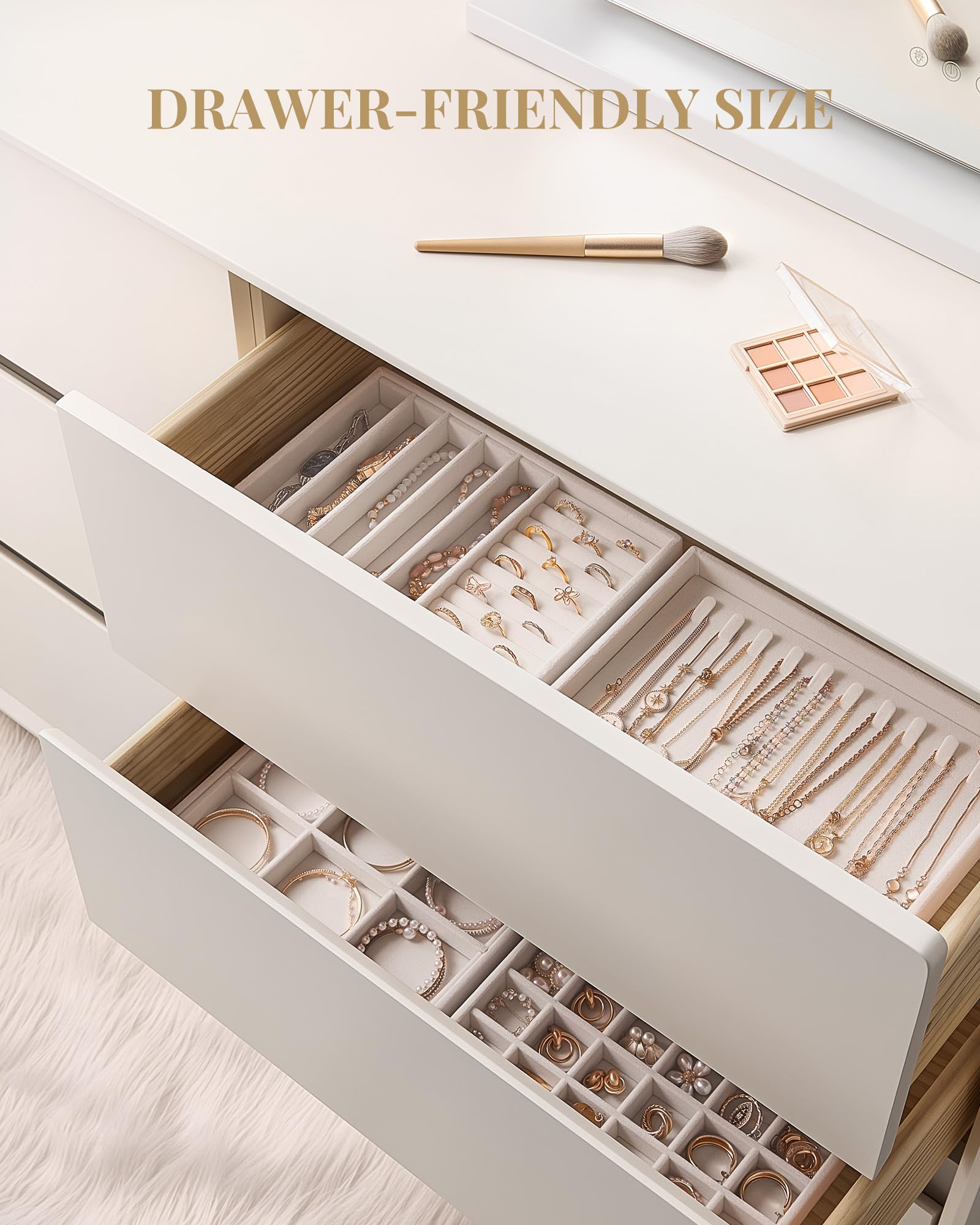 Stackable Velvet Jewelry Organizer Tray Set