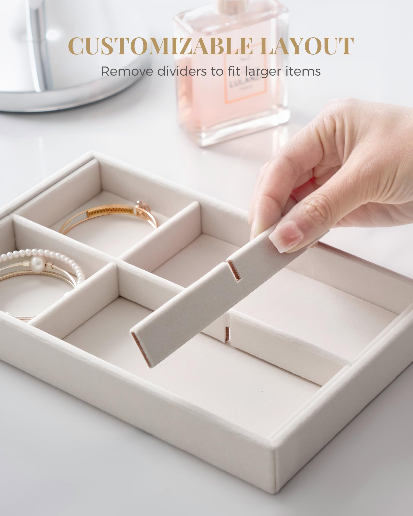 Stackable Velvet Jewelry Organizer Tray Set