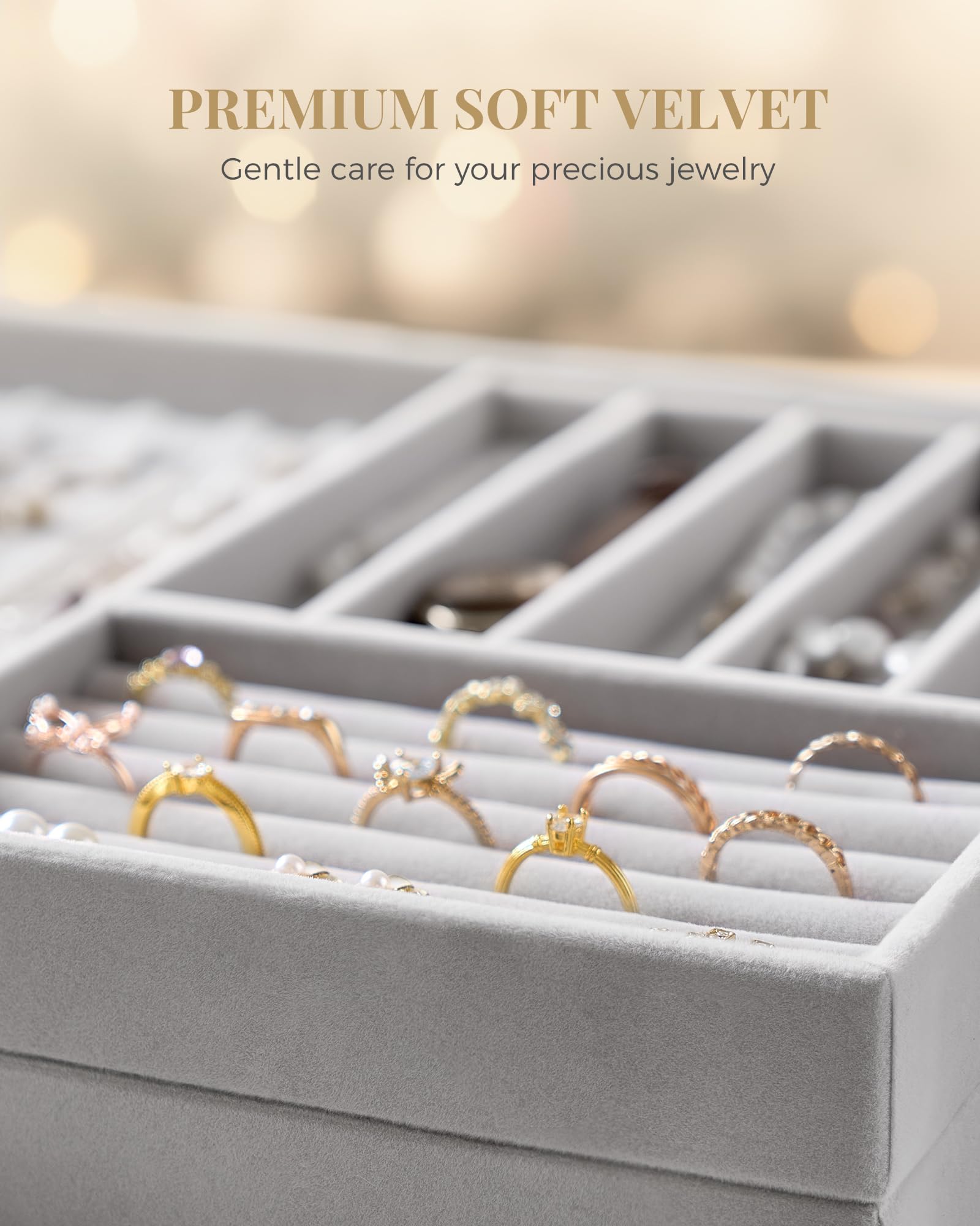 Stackable Velvet Jewelry Organizer Tray Set