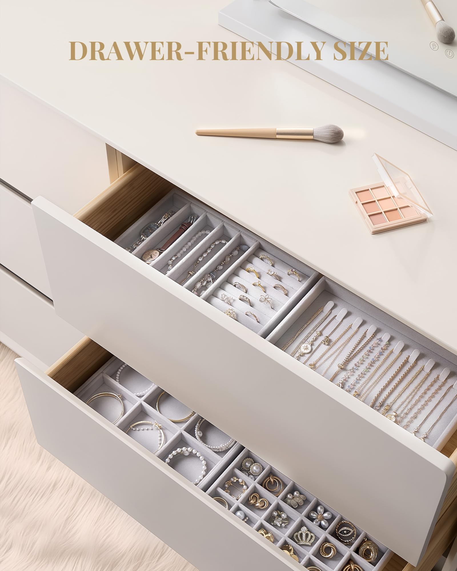Stackable Velvet Jewelry Organizer Tray Set