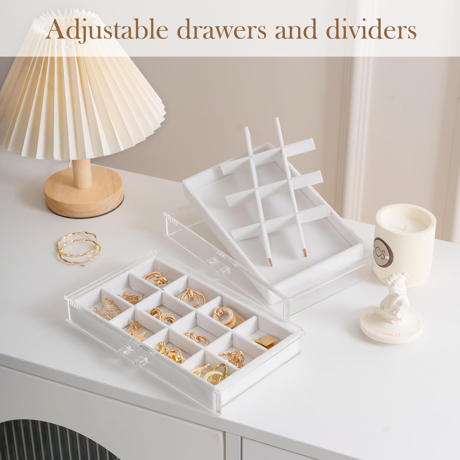 Acrylic Jewelry Box with Adjustable Velvet Trays