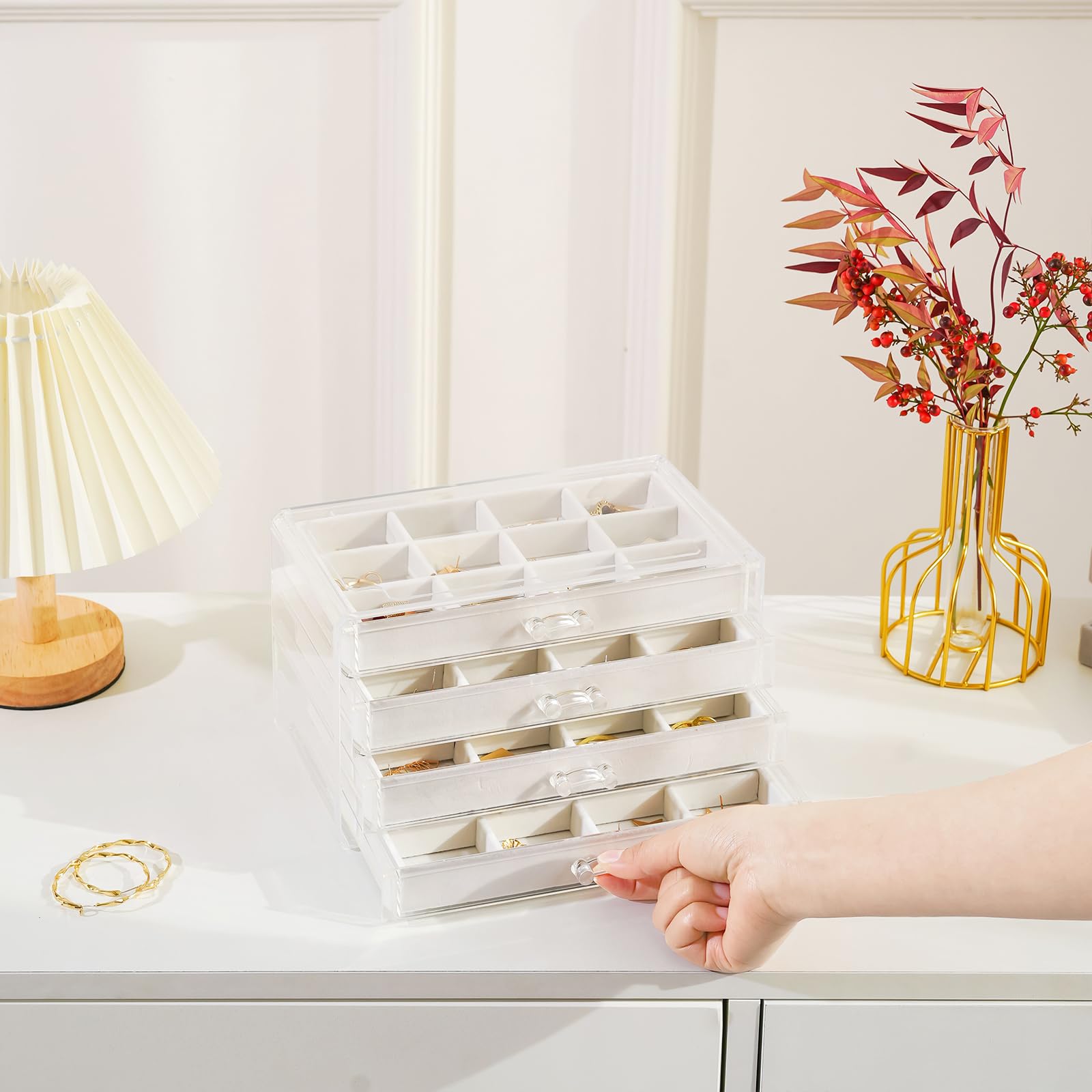 Acrylic Jewelry Box with Adjustable Velvet Trays