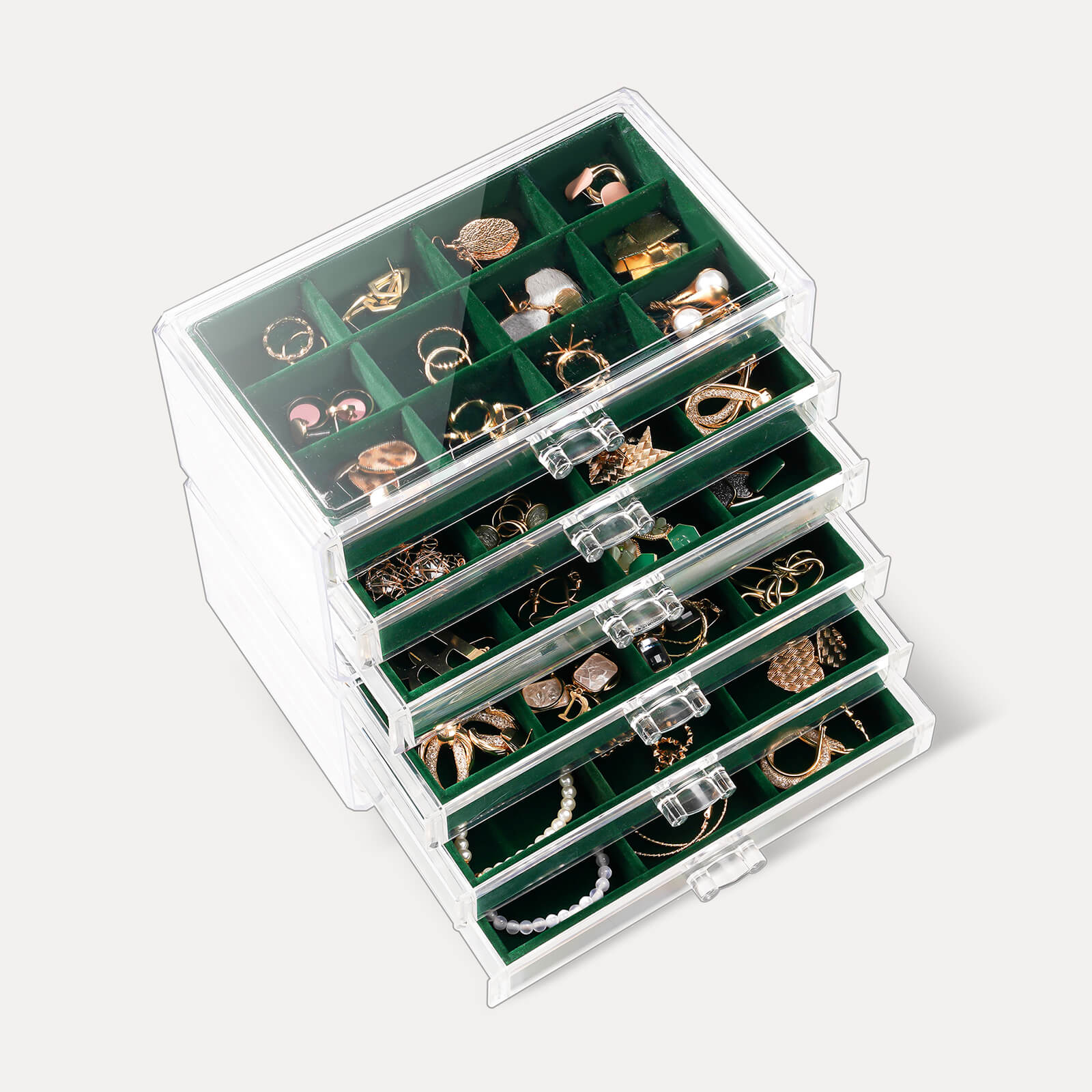 Acrylic Earring Organizer with Adjustable Velvet Trays