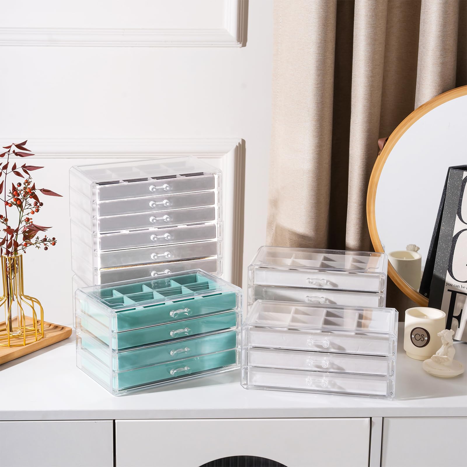 Acrylic Jewelry Box with Adjustable Velvet Trays