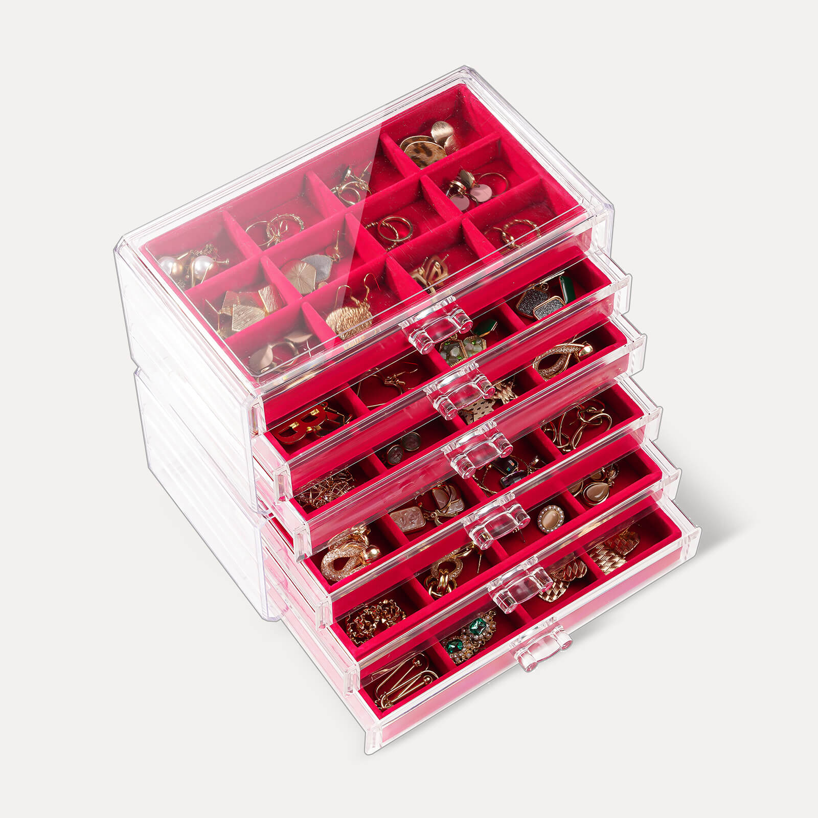 Acrylic Earring Organizer with Adjustable Velvet Trays