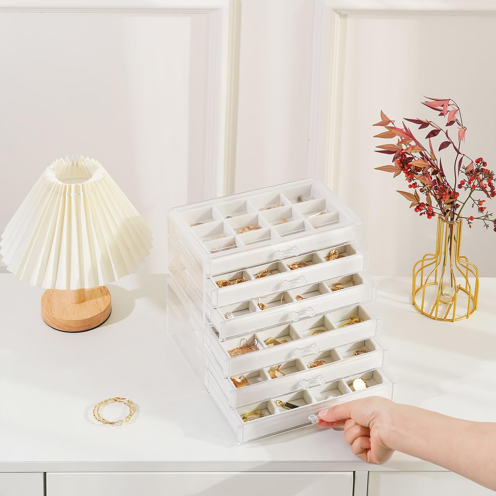 Acrylic Jewelry Box with Adjustable Velvet Trays