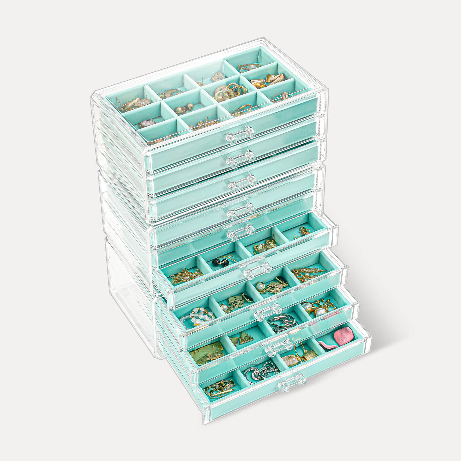 Acrylic Earring Organizer with Adjustable Velvet Trays