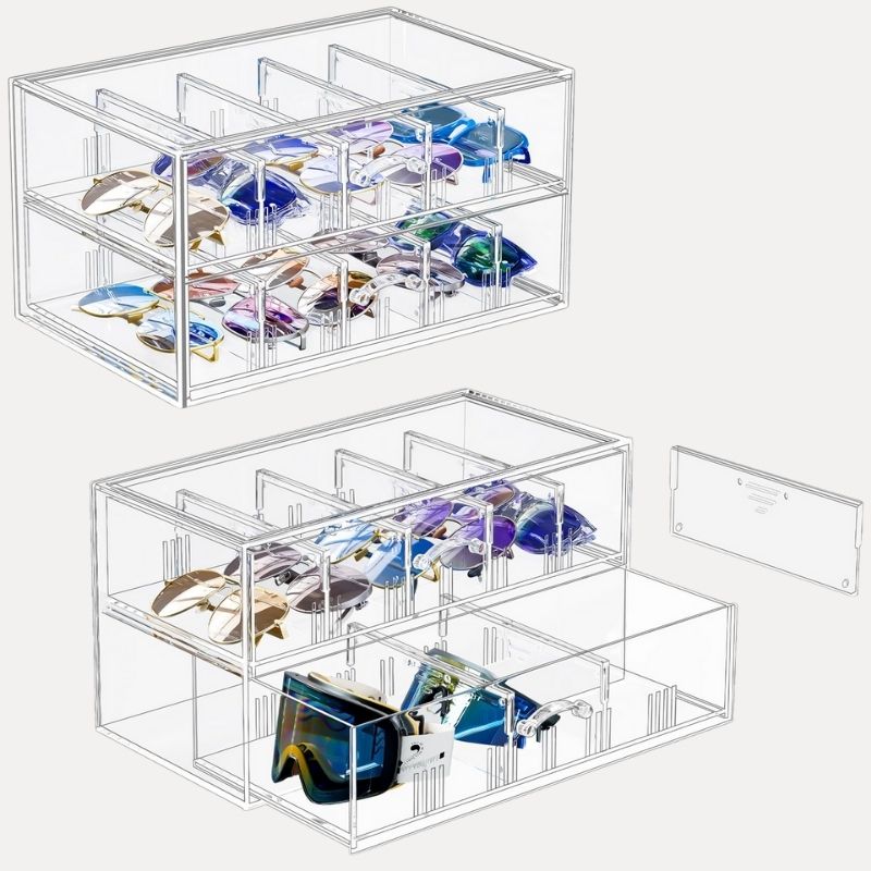 Clear Sunglasses Organizer with Drawer
