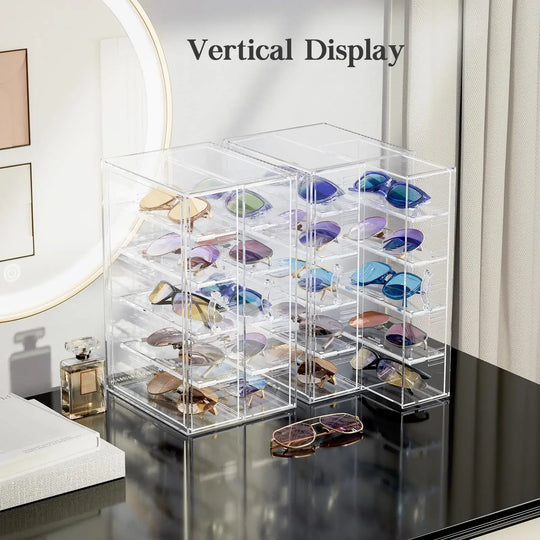 Clear Sunglasses Organizer with Drawer