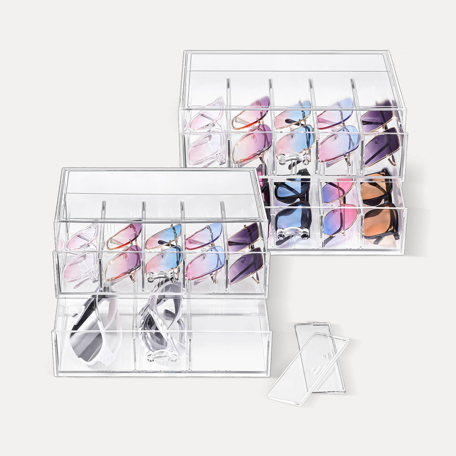 Clear Sunglasses Organizer with Drawer