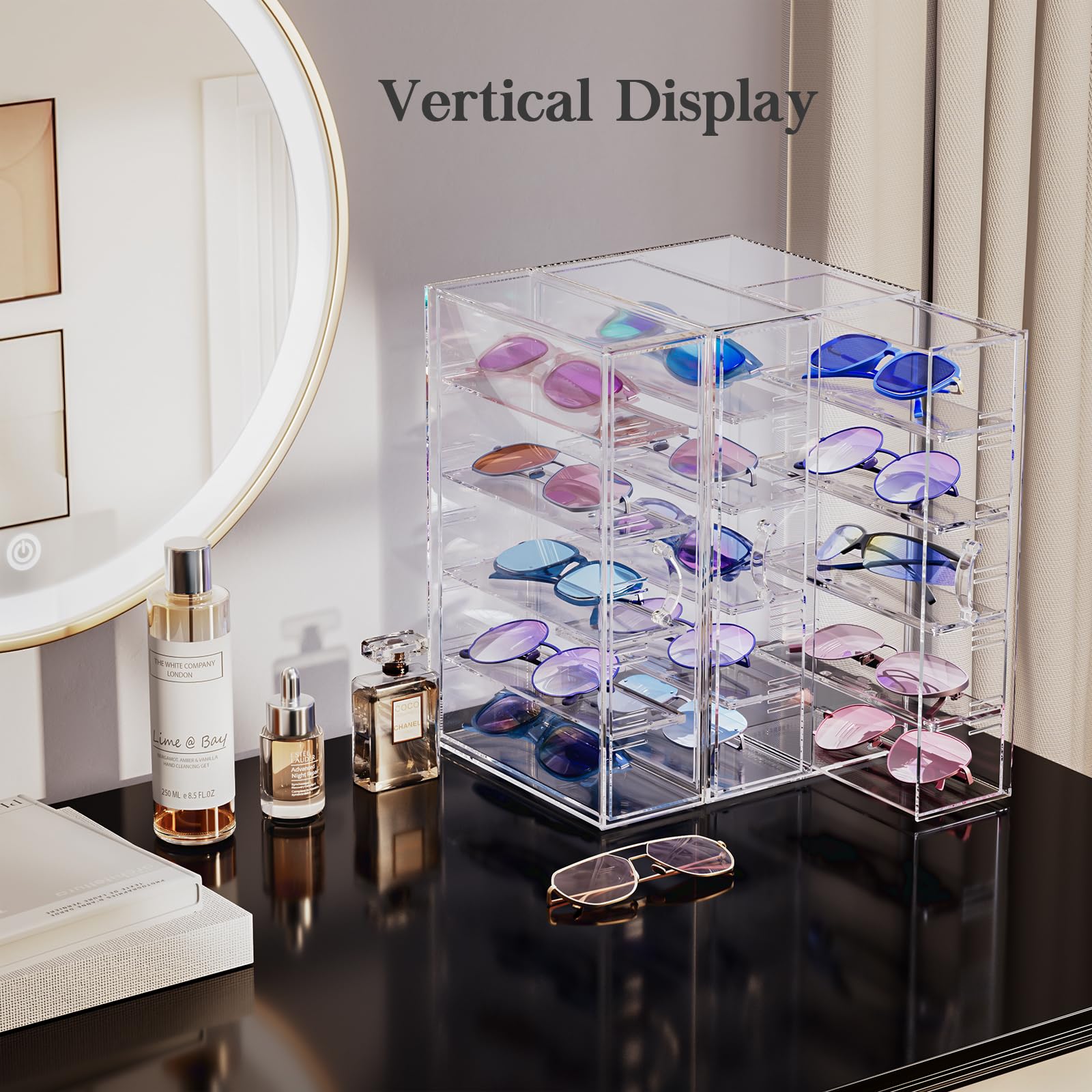 Clear Sunglasses Organizer with Drawer