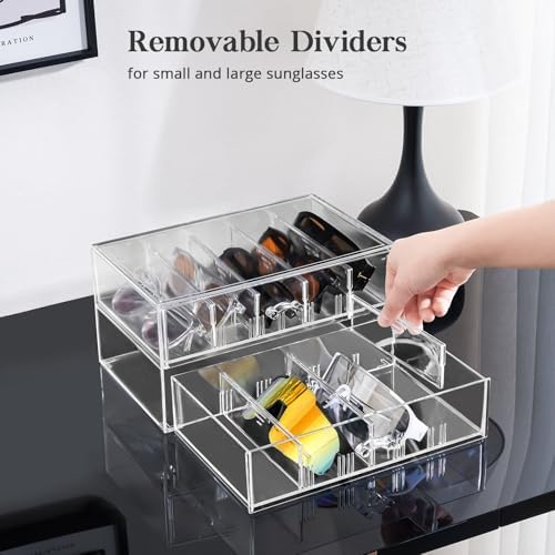 Clear Sunglasses Organizer with Drawer