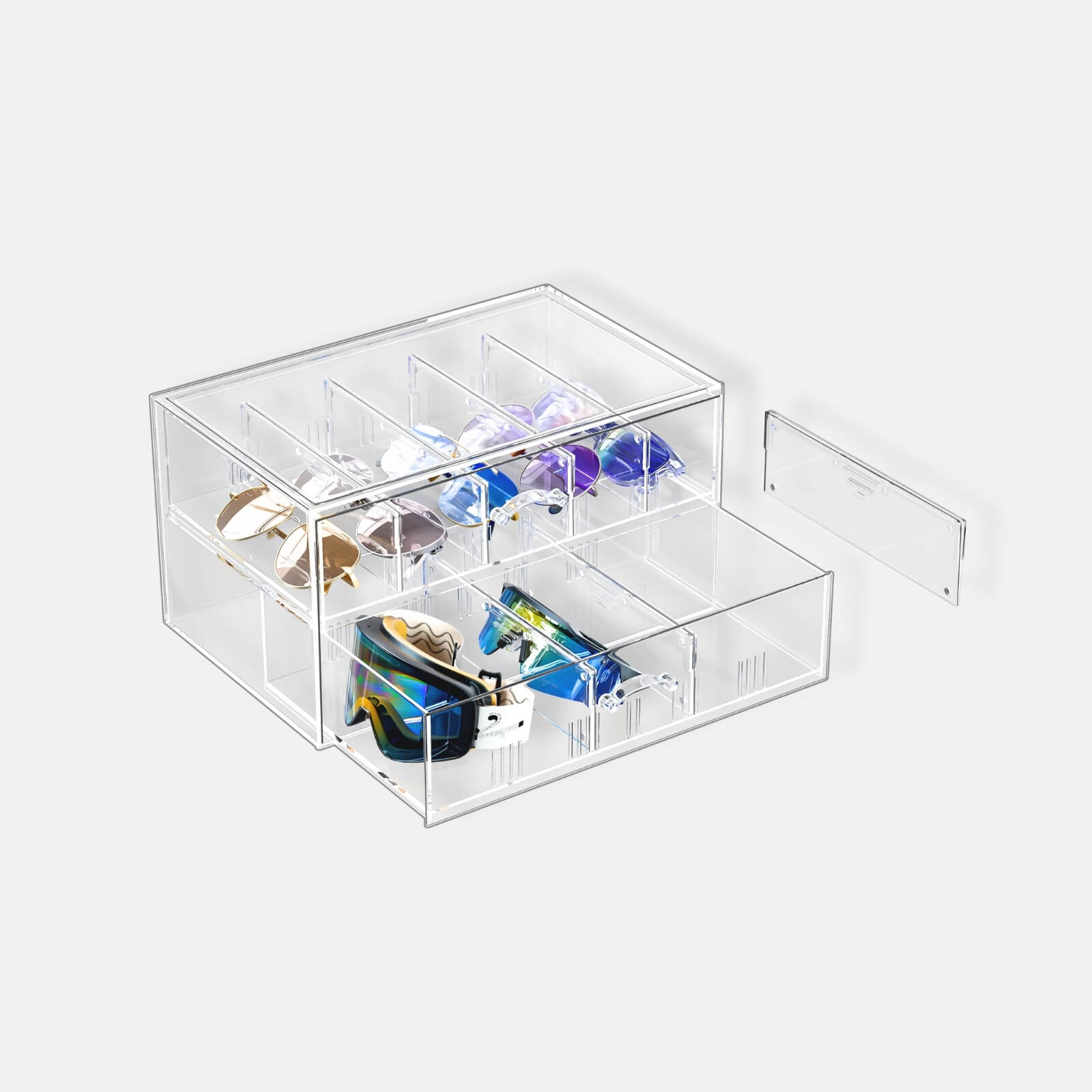 Clear Sunglasses Organizer with Drawer