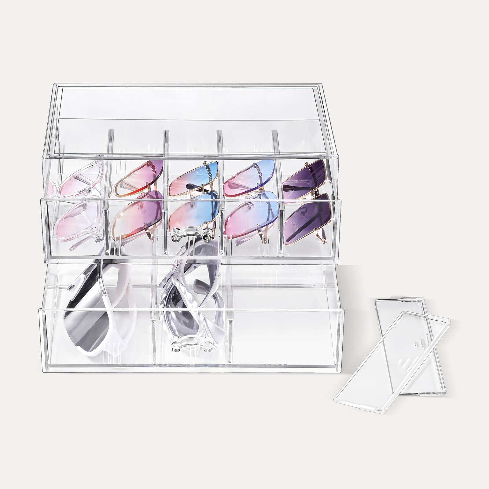 Clear Sunglasses Organizer with Drawer
