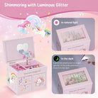 Wooden Musical Jewelry Box with Unicorn for Girls