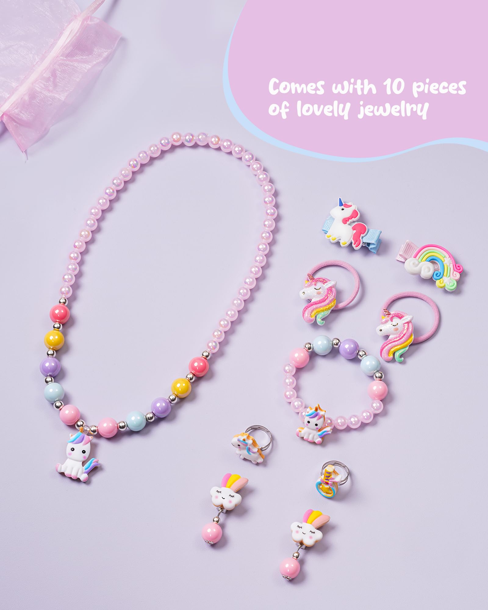 Initial A unicorn musical jewelry box presented as a gift set