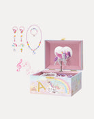 Initial A unicorn musical jewelry box with matching jewelry set