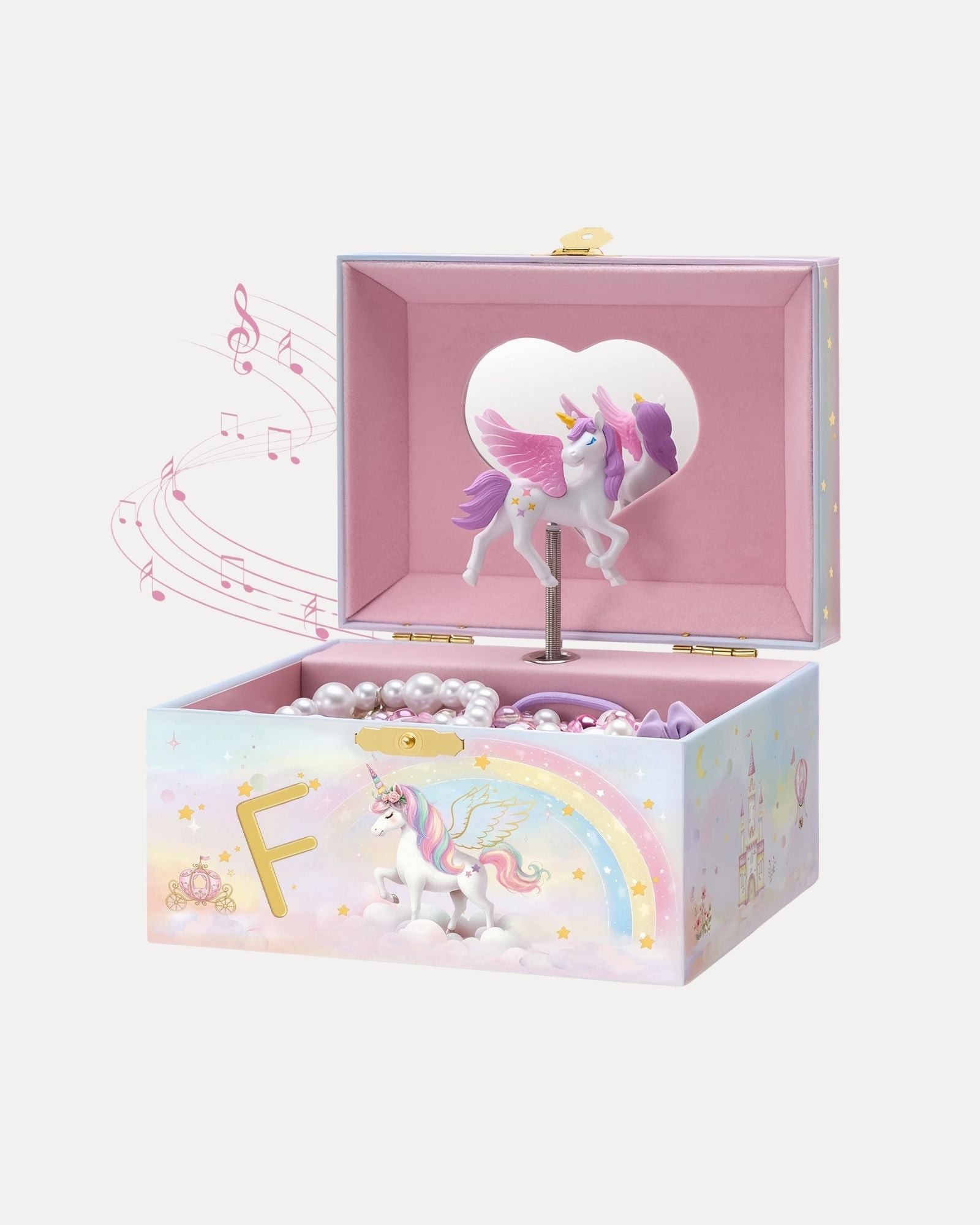 Unicorn Initial Musical Jewelry Box for Kids