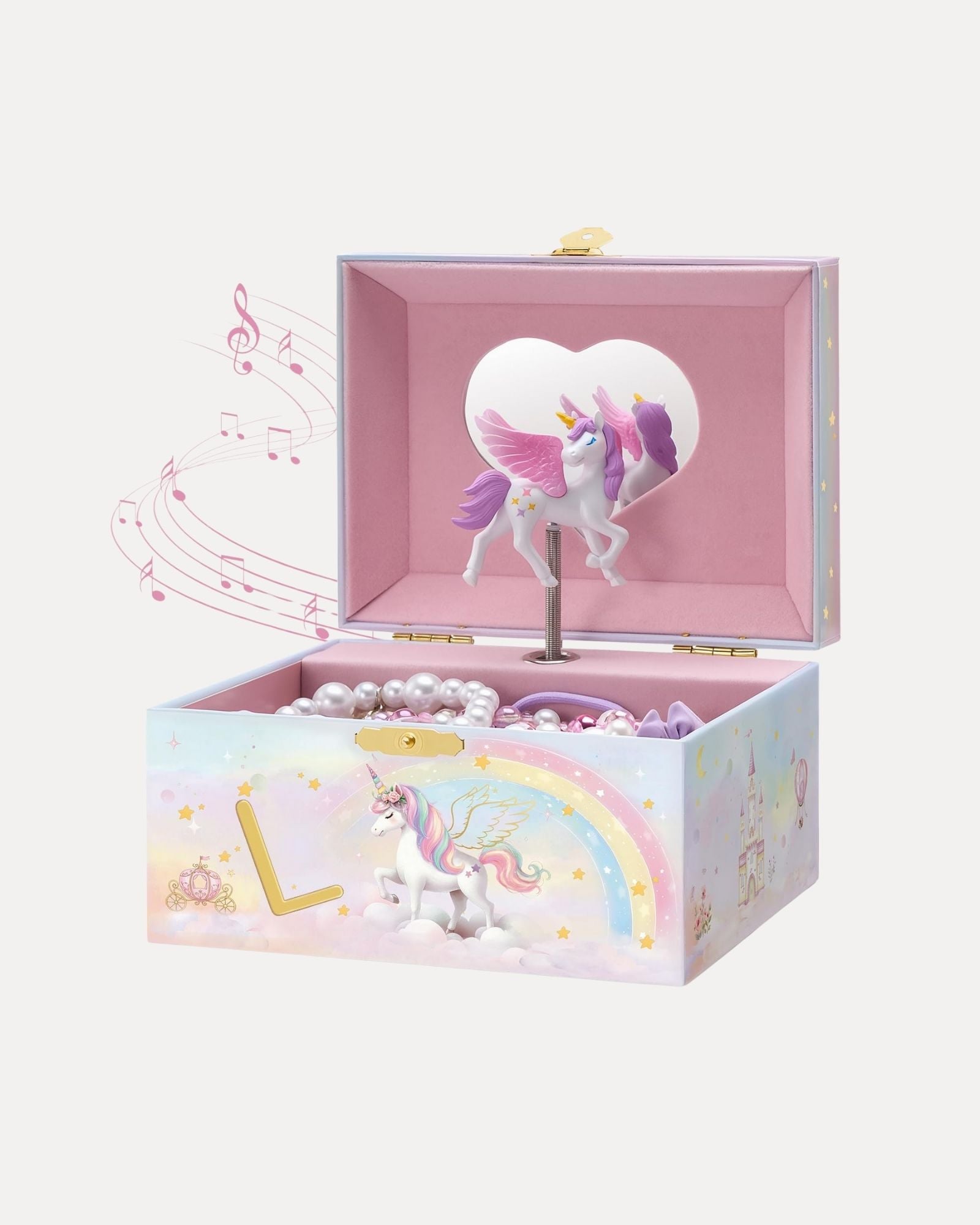 Unicorn Initial Musical Jewelry Box for Kids