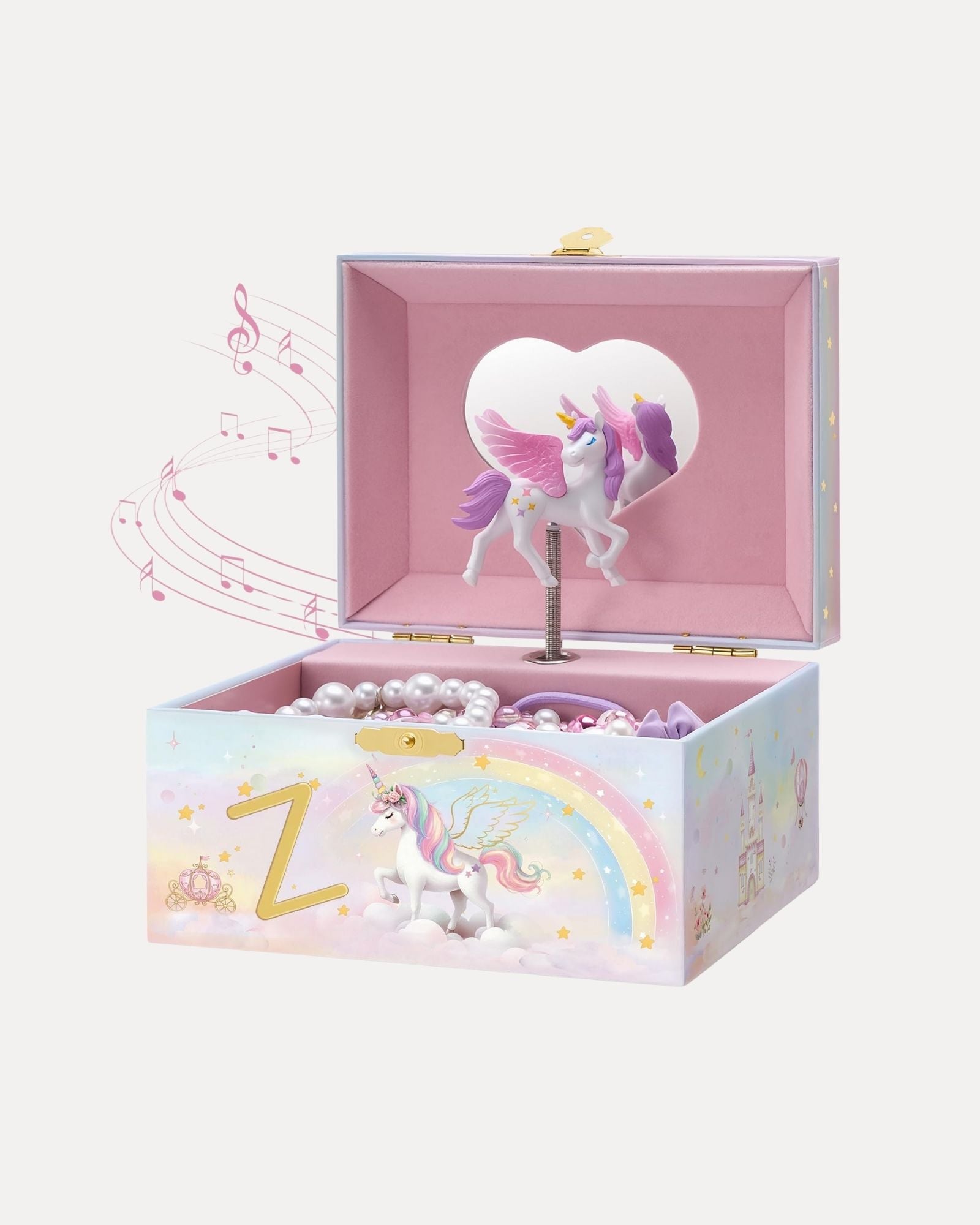 Unicorn Initial Musical Jewelry Box for Kids