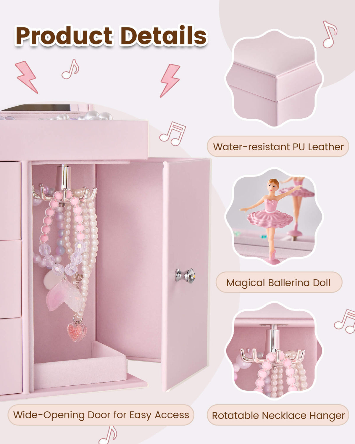 Kids Musical Jewelry Box with Spinning Doll