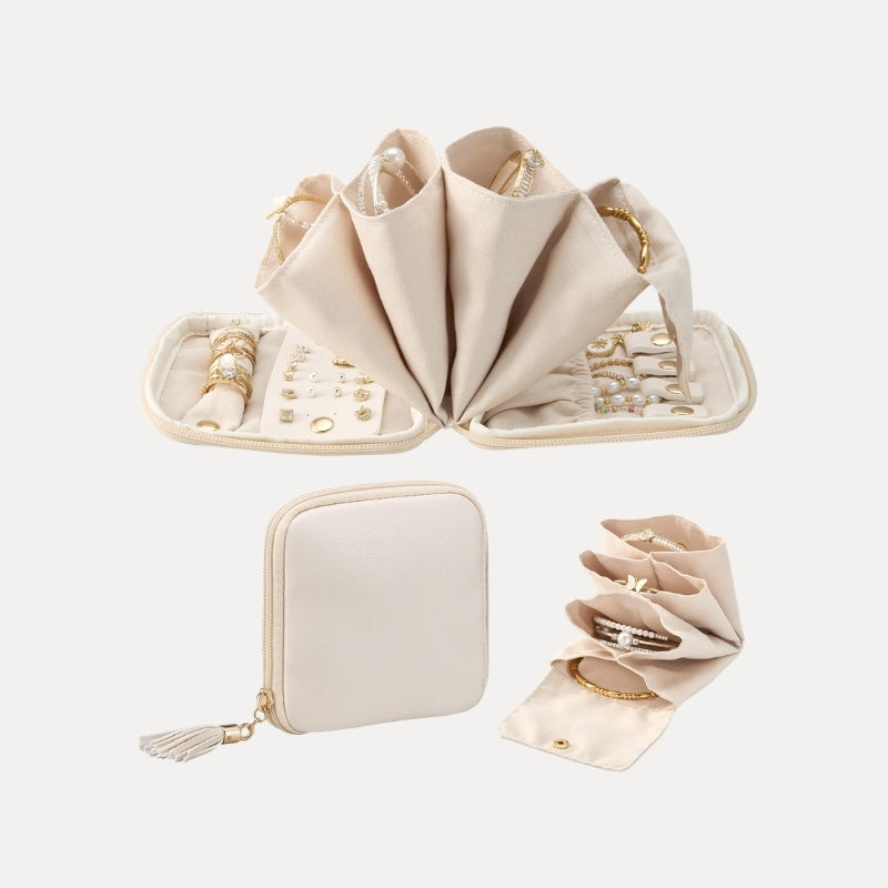 Elegant Travel Jewelry Organizer Pouch with Detachable Compartments