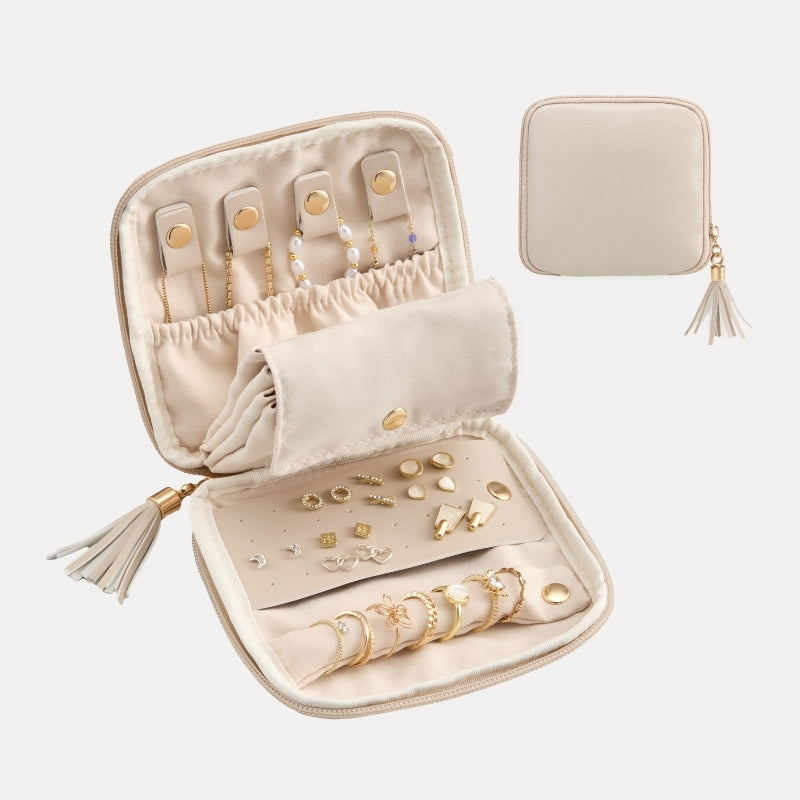 Elegant Travel Jewelry Organizer Pouch with Detachable Compartments