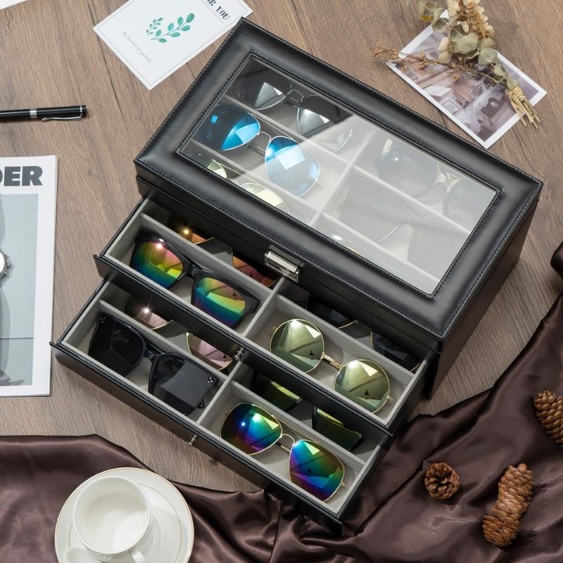 Leather Sunglasses Organizer Box
