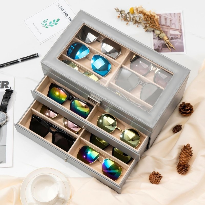 Leather Sunglasses Organizer Box