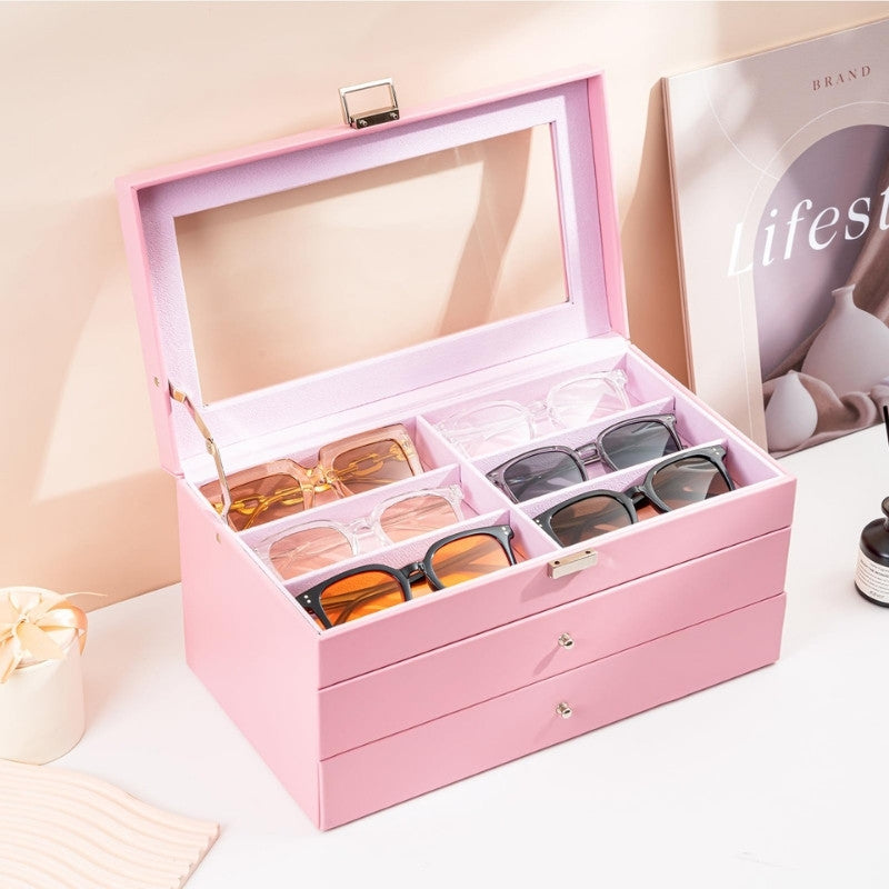 Leather Sunglasses Organizer Box