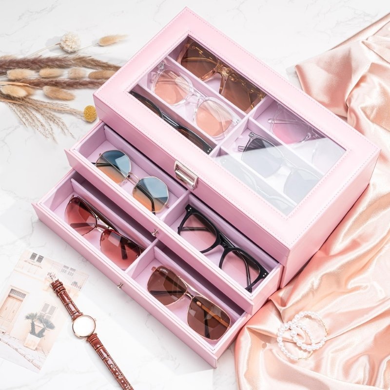 Leather Sunglasses Organizer Box