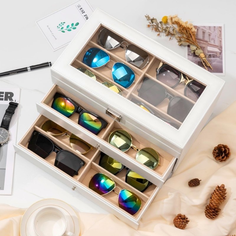 Leather Sunglasses Organizer Box