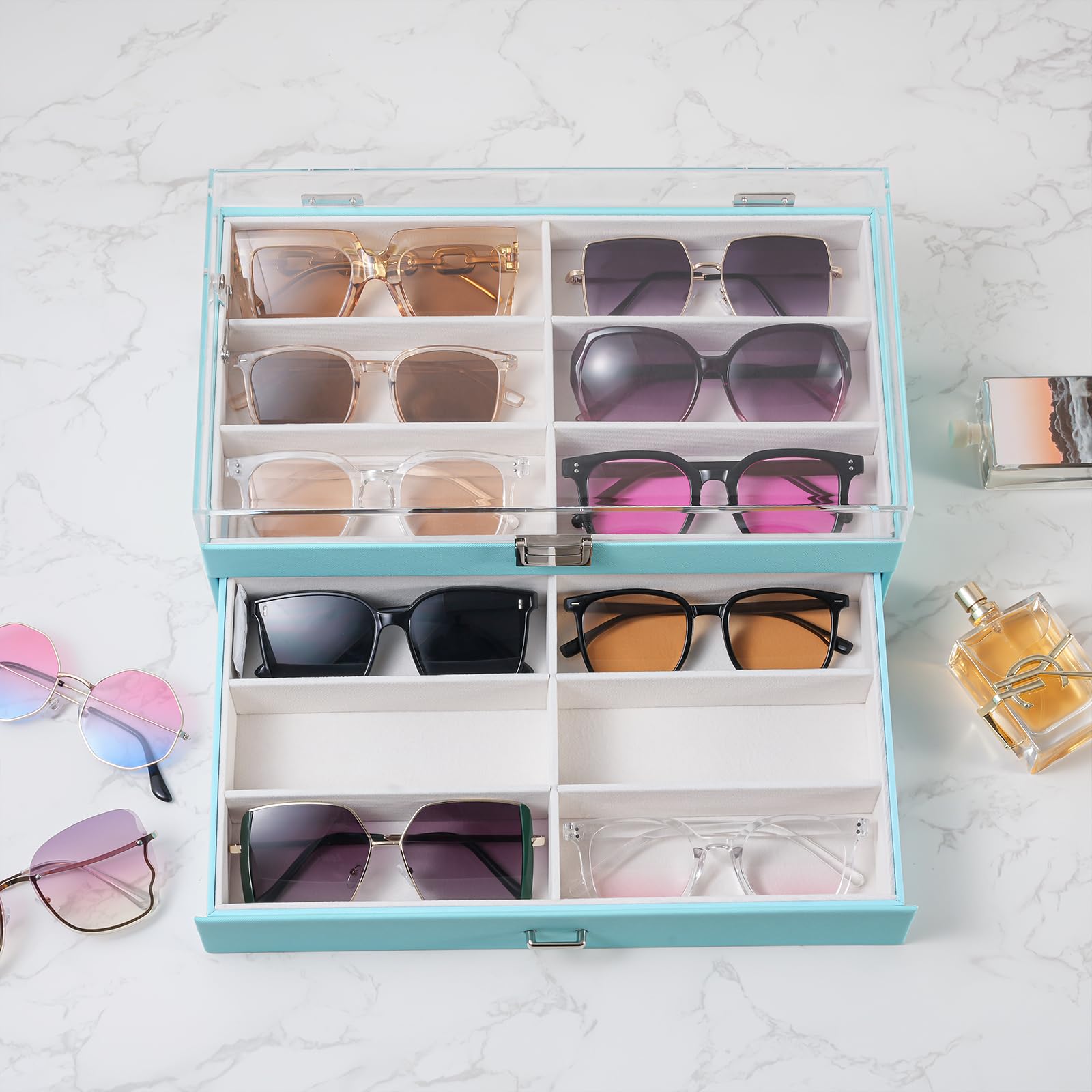 12 Slots Acrylic Clear Top Sunglass Organizer